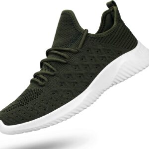 Dark Green Knit Mesh Slip-On Athletic Sneaker