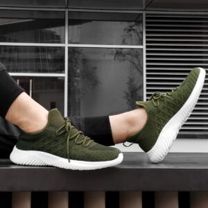 Alternative view of Dark Green Knit Mesh Slip-On Athletic Sneaker