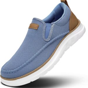 Men's Blue Mesh Slip-On Loafers with White Sole