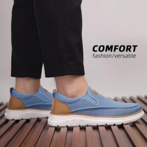 Alternative view of Men's Blue Mesh Slip-On Loafers with White Sole