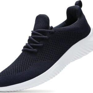 Dark Blue Mesh Knit Lace-Up Athletic Sneaker